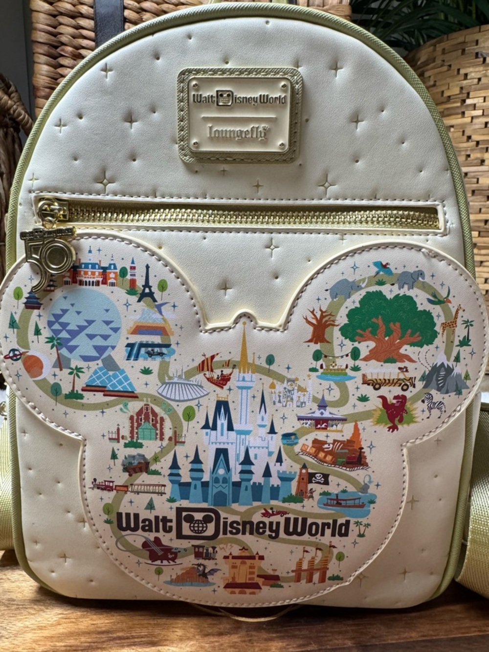 Walt Disney World 50th Anniversary Park map Loungefly backpack - Picture 4 of 9